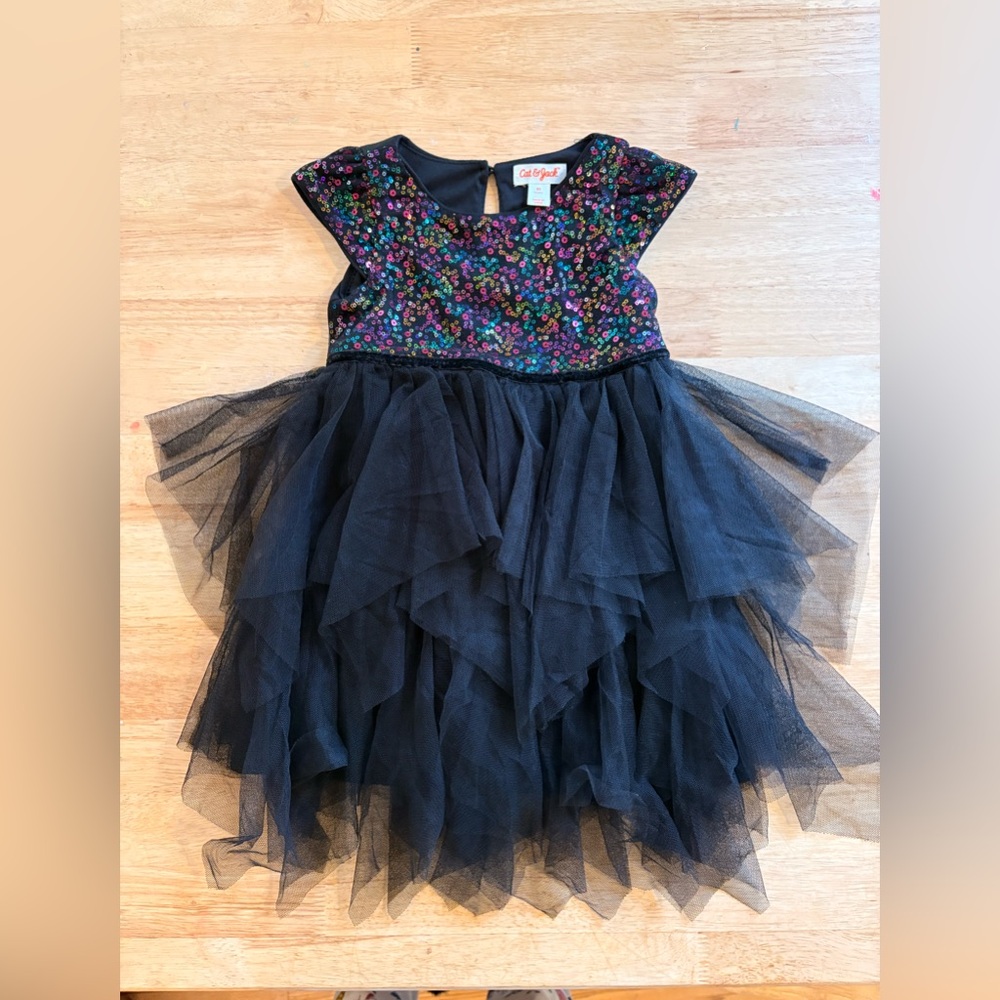 Cat & Jack Black Dress with Multicolor Sequin Bodice